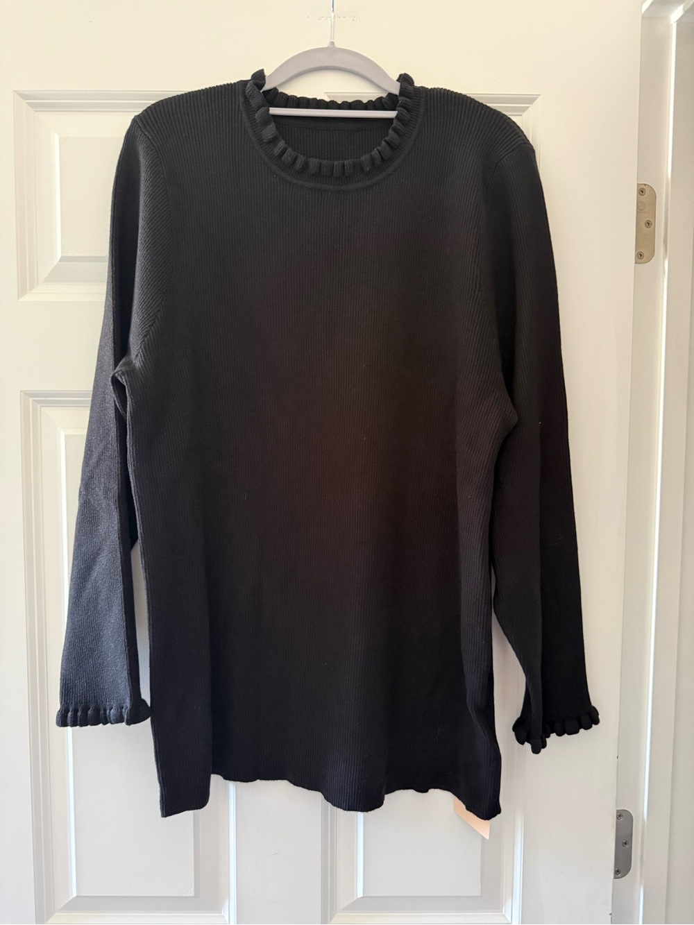 BloomChic Ruffled Crew Neck Sweater